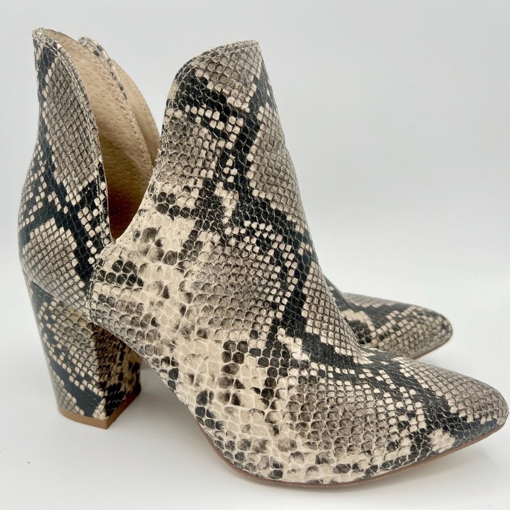 Guess Snakeskin Print Ankle Boots Paxton Womens 7 Block Heel Y2K Retro Boots